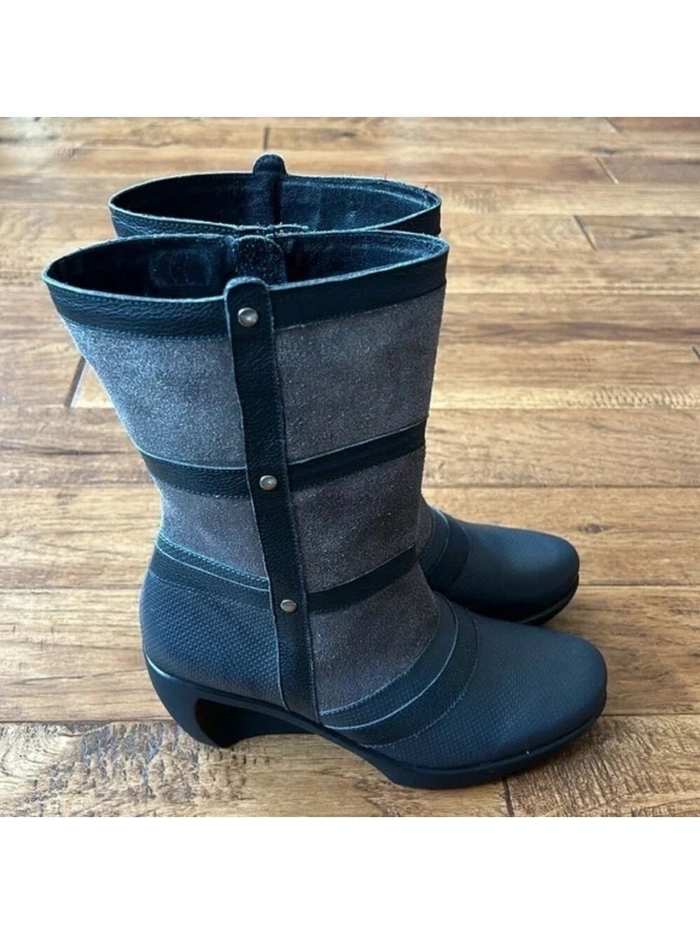 Naot Metallic Suede Boots Wedge Heel Comfort Size 37 / US 6